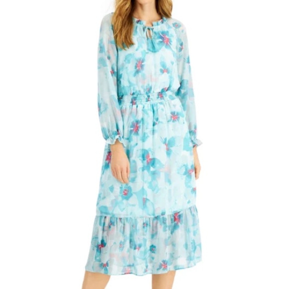 Willow Drive Blue Floral Midi Dress Size XL